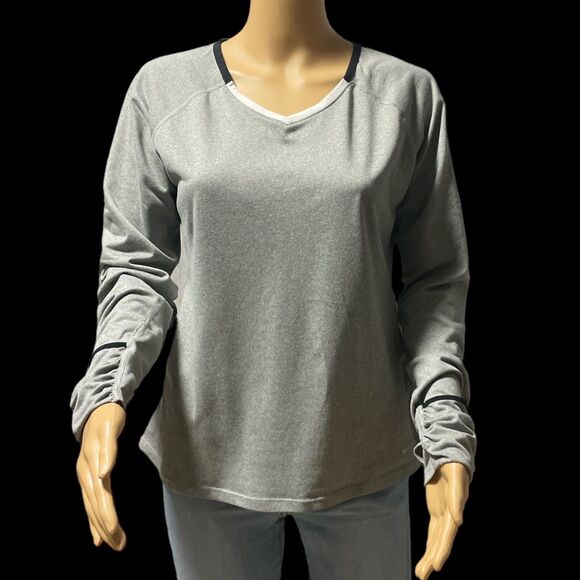 NIKE Woman Gray Top long sleeve Dri Fit Running Yoga Gym SZ/ M - Picture 2 of 8